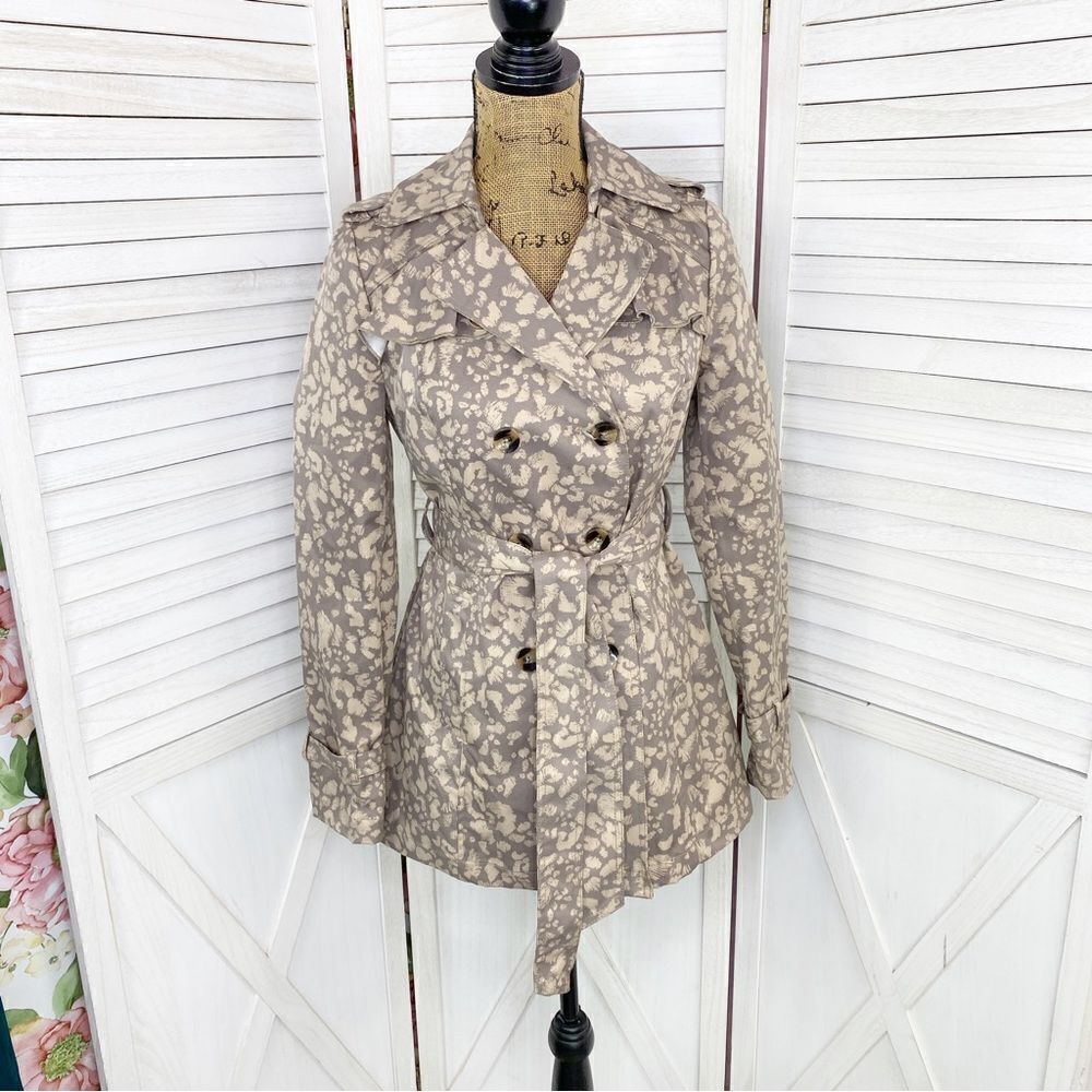 Daughters of the Liberation Subtle Survival Animal Print‎ Trench Coat Taupe 2
